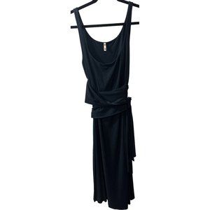 Three dots Black sleeveless dress with wrap-around waist ties